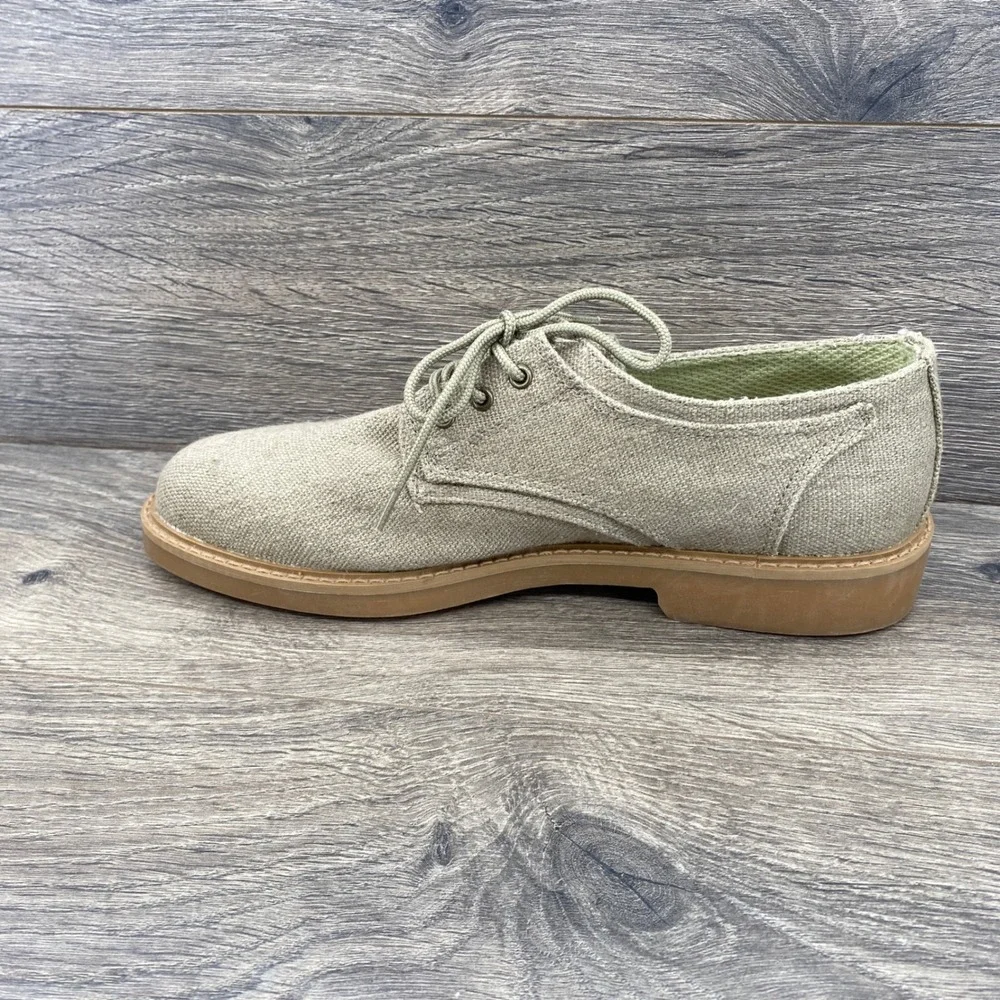 Canvas Derby Shoes Mens 8.5 Oatmeal Beige Lace Up Low Top Gum Sole